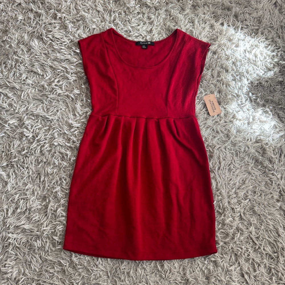 Forever 21 Red Round Neck Dress